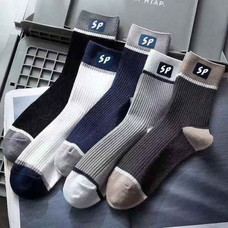 5 Pairs Japanese Women Mid-Tube Socks Autumn Winter New School Style Simple Casual Cotton Socks Tide Medium Length Stockings